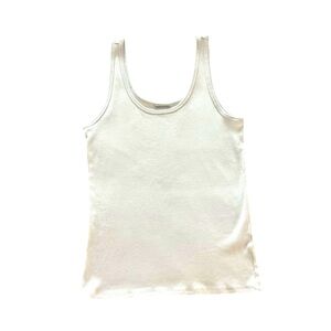 Elie Tahari‎ Rib Knit Scoop Neck White Tank Top Size Small